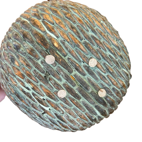 Teal painted Wicker Basket And Decorative Wooden Ball - Picture 5 of 8